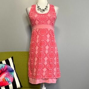 Athleta Vyasa Pink Burnout Sleeveless Tie Back Tank Dress Small